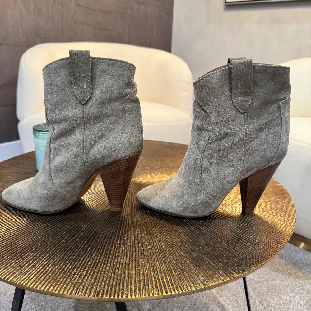 Isabel Marant Etoile Ankle Boots - Suede Green Gray Size 39